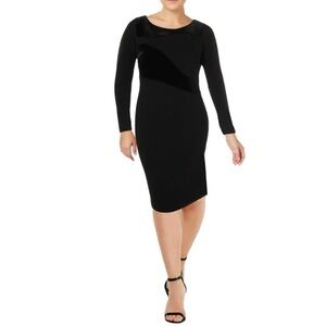 Calvin Klein Velvet Swirl Sheath Dress Size6 Black Long Sleeve Special Occasion